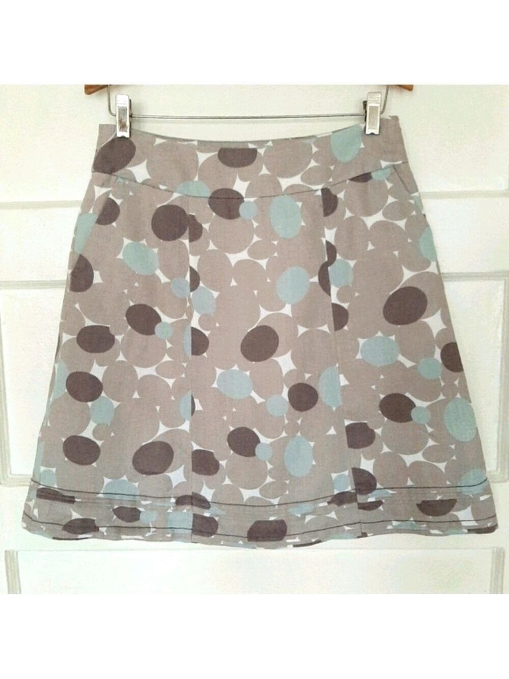 Boden Linen Blend Polka Dot Print A-line Skirt with Pockets Like New